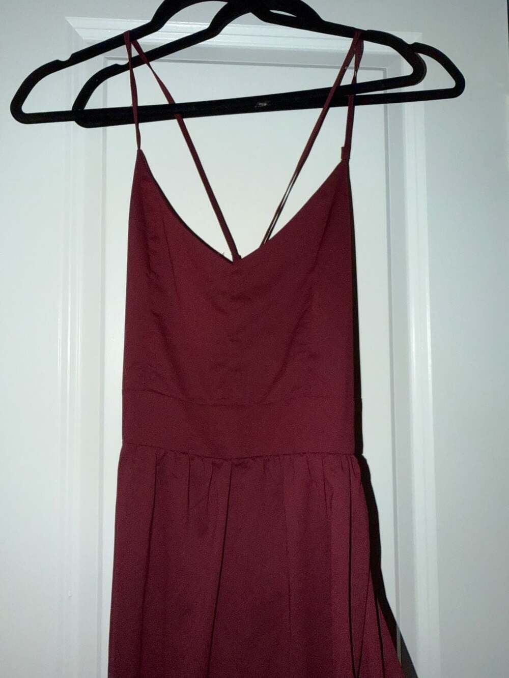 Tobi Burgundy Red Cami Criss Cross Skater Mini Dress